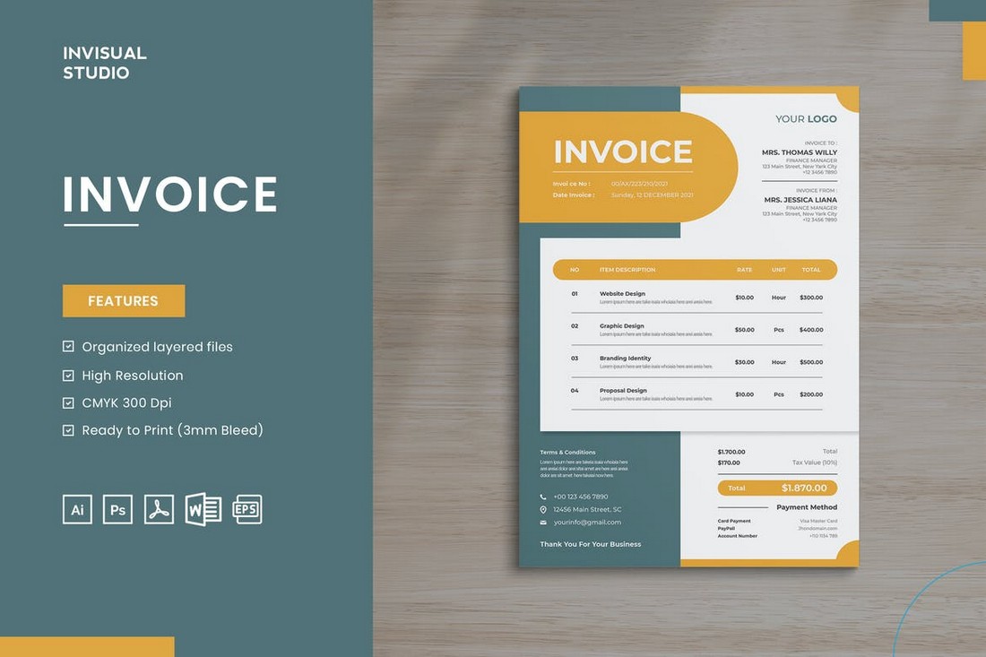 interior design invoice template