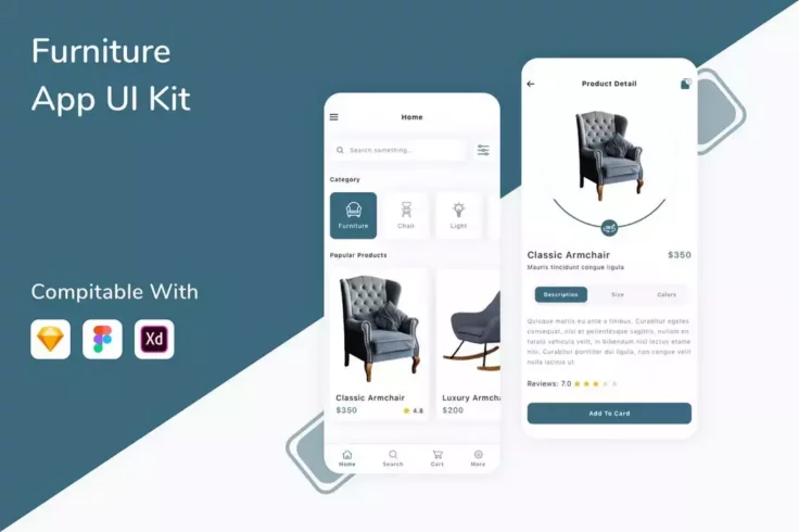 View Information about Furniture App UI Kit Sketch Templates