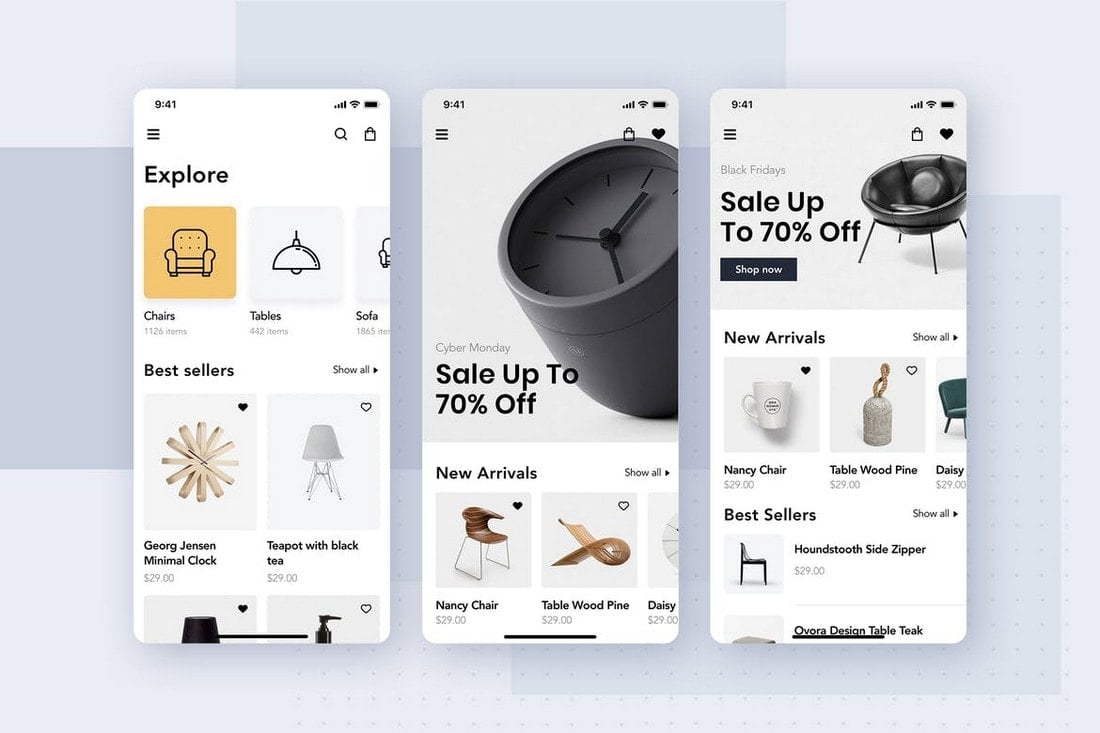 Furniture-Shop-Mobile-App-UI-Concept 25+ Best Mobile App UI Design Examples + Templates design tips  Inspiration  