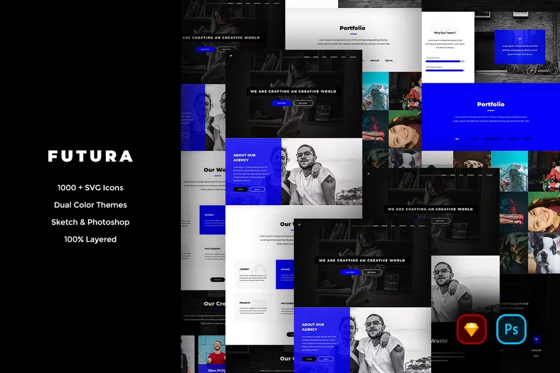 Futura-Creative-Website-UI-Kit-for-Sketch 25+ Best Sketch App Resources (UI Kits, Templates, & More) design tips 