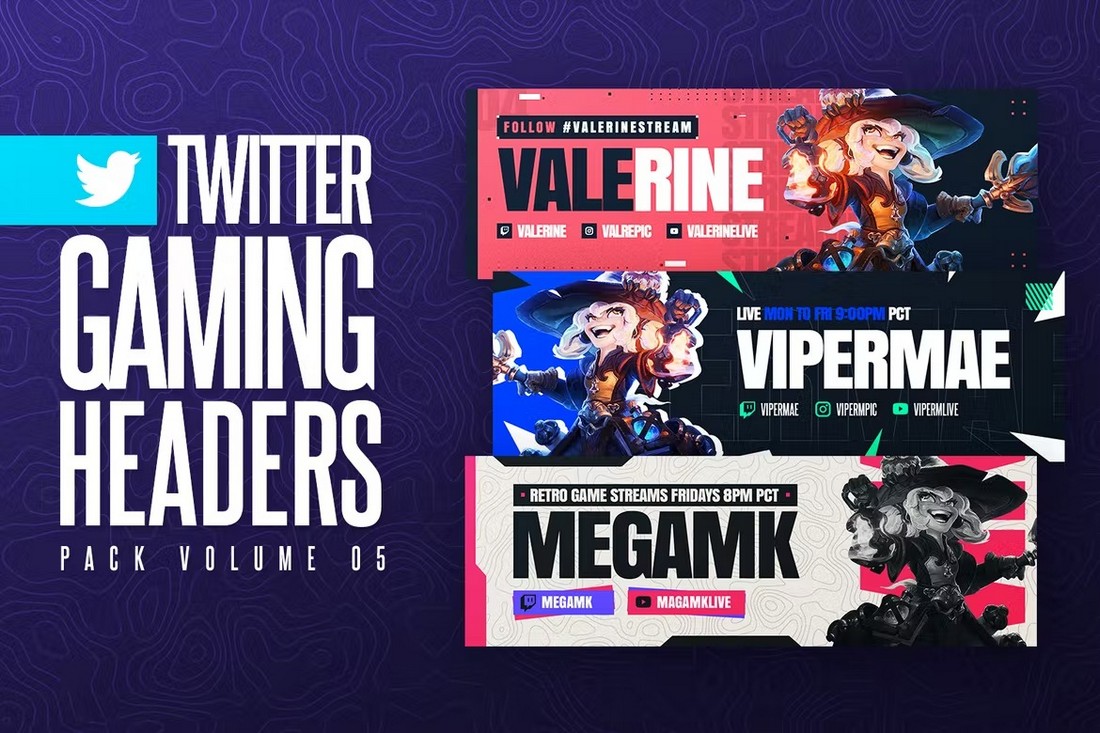 Gaming-Twitter-Header-Templates-Pack 20+ Best Twitter Header Templates for 2022 design tips 