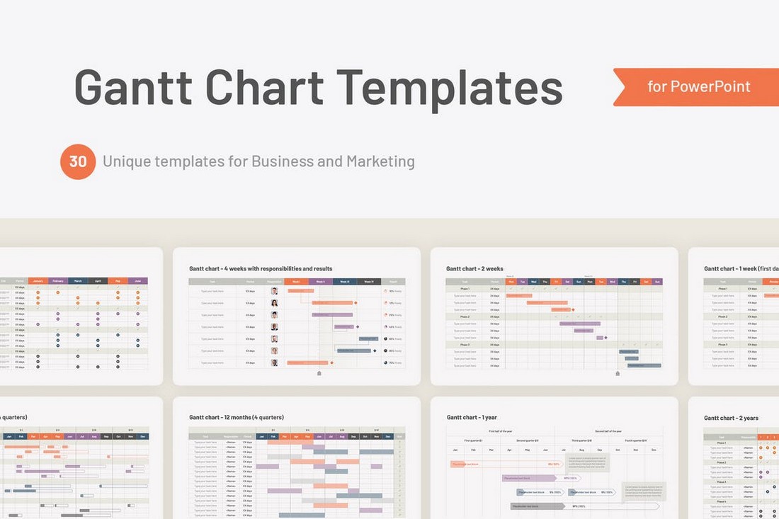 Templat PowerPoint Bagan Gantt