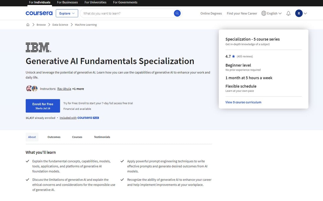 Generative AI Fundamentals Specialization by IBM