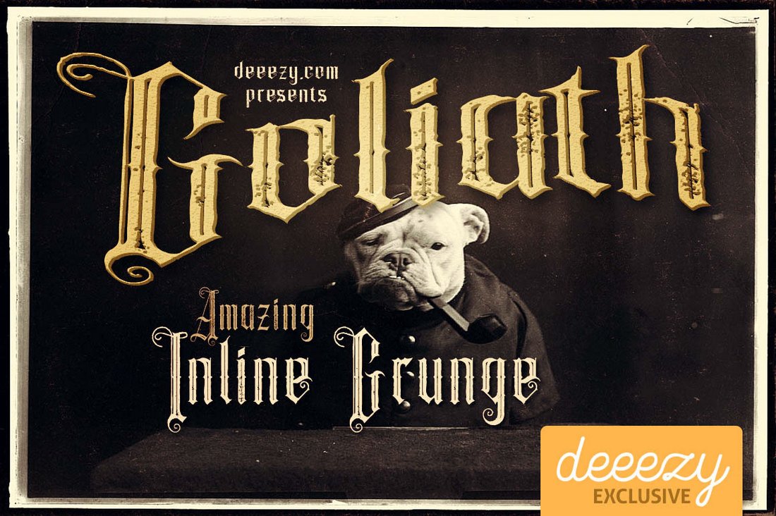 Goliath-Free-Inline-Grunge-Font 35+ Best Blackletter Fonts design tips 