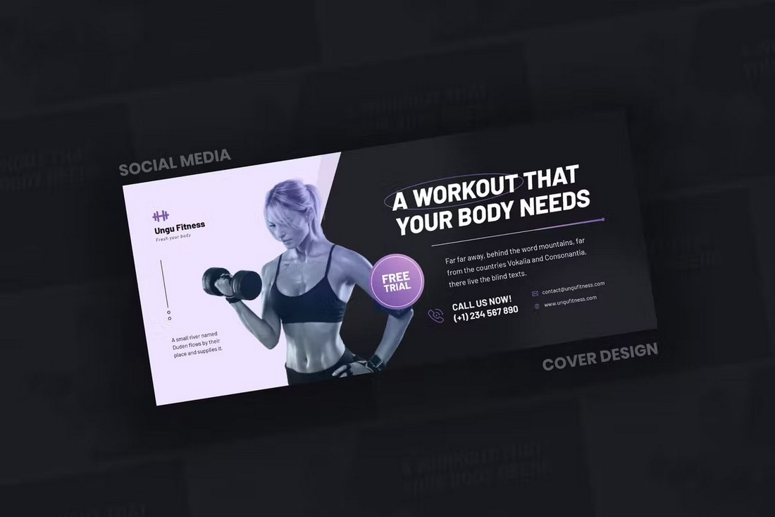 Gym & Fitness Twitter Header Template