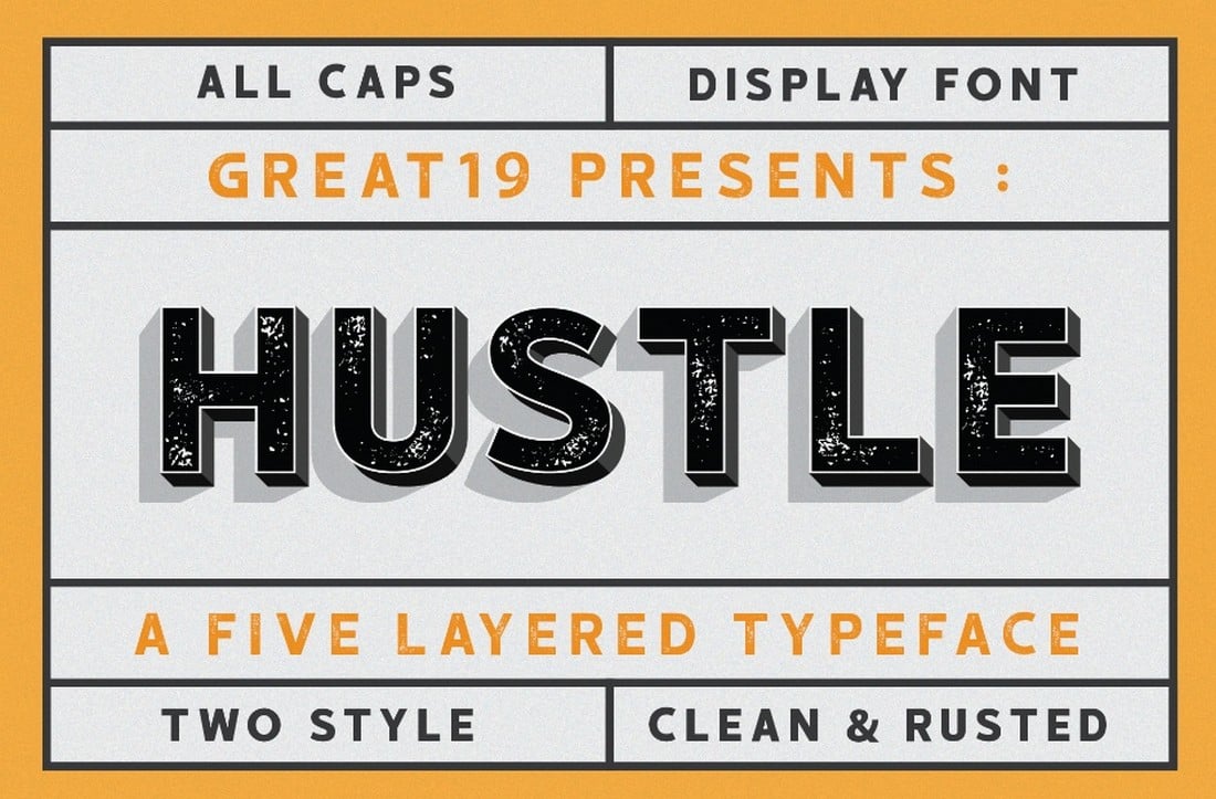 HUSTLE-Free-Layered-Shadow-Font 20+ Best Shadow Fonts (Free & Premium) 2022 design tips 