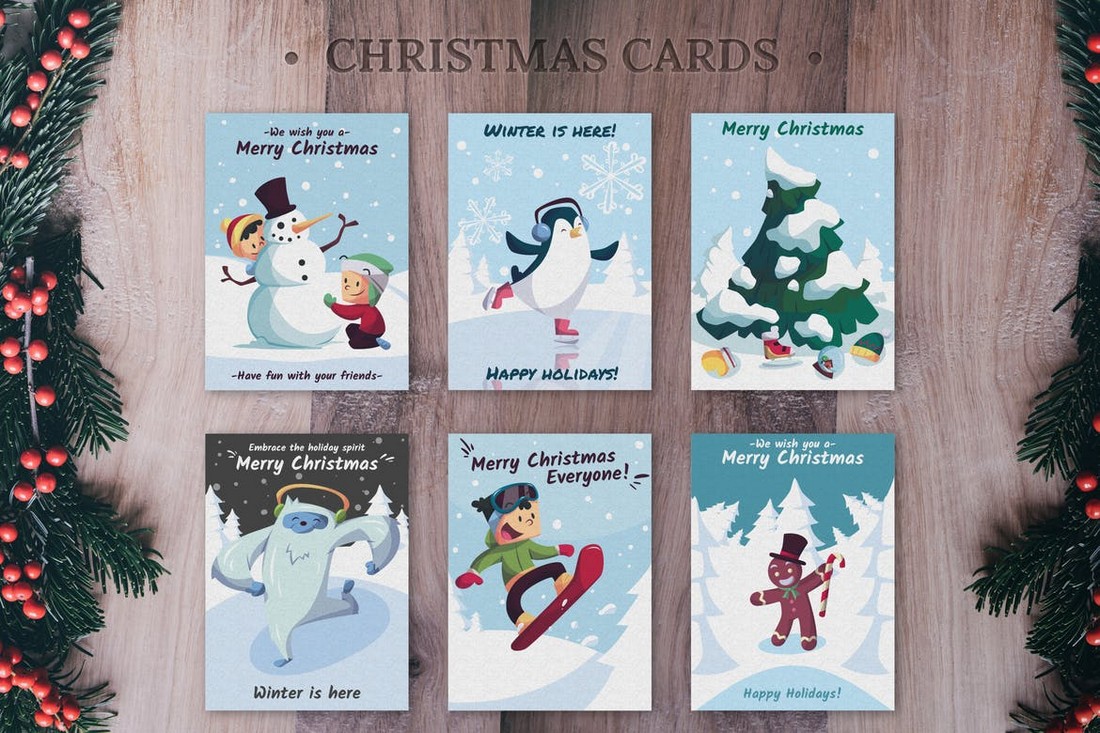 Hand Drawn Christmas Cards Collection