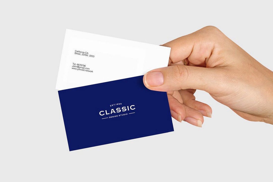 Hand Holding Business Card Mockup