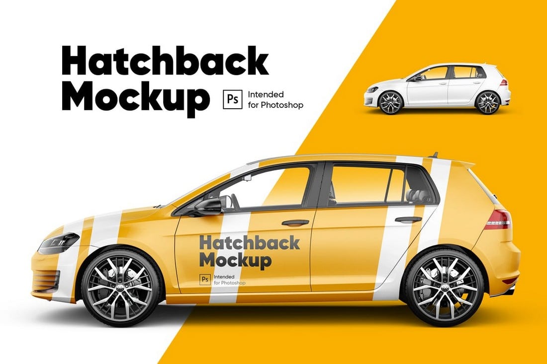 Hatchback Car Wrap Mockup