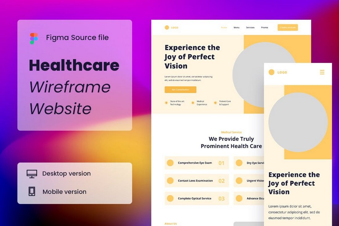 Healthcare Website Figma Wireframe Kit