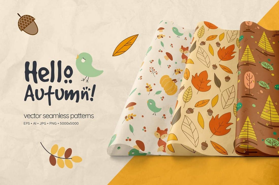 Hello Autumn Seamless Patterns