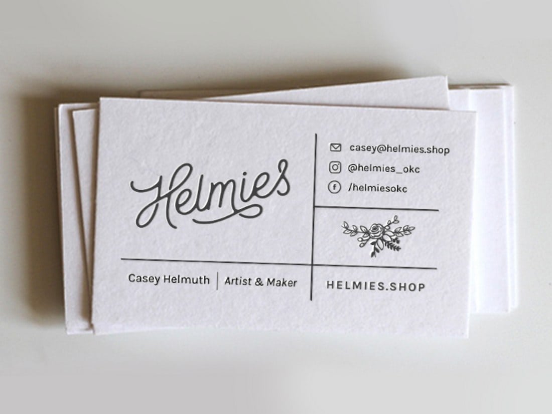 Helmies Letterpress Business Card