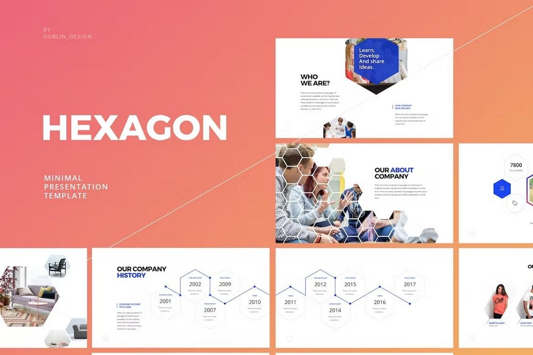 Hexagone - Modèle PowerPoint minimal propre