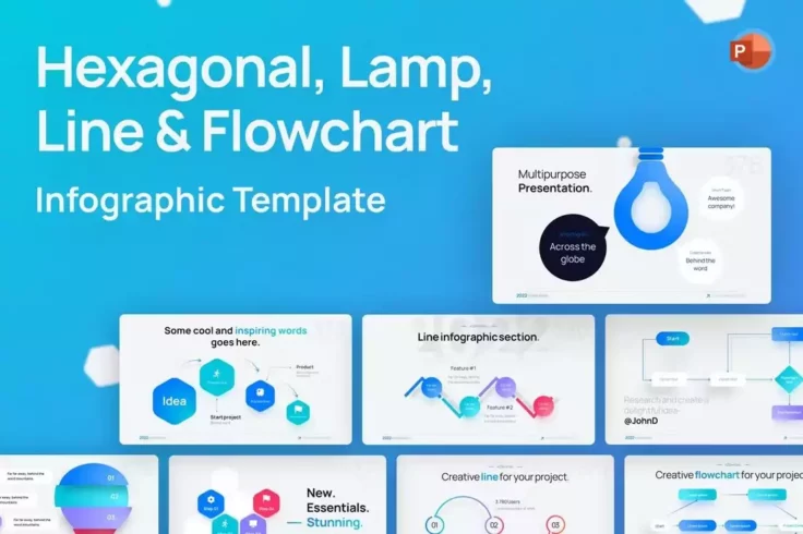 View Information about Hexagonal Line & Flow Chart PowerPoint Template