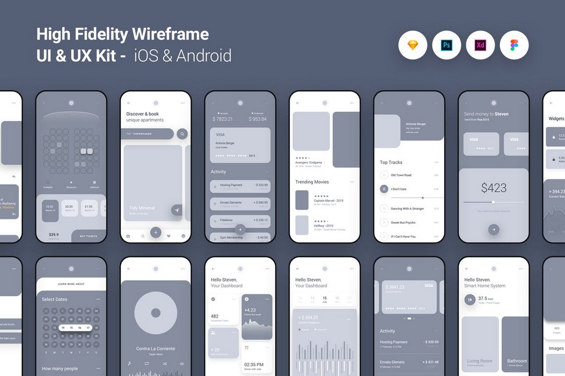 20 Mobile  App Wireframe  Templates iPhone Android 