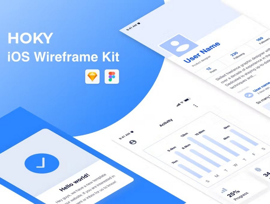 کیت Hoky Mobile Wireframe برای Adobe XD