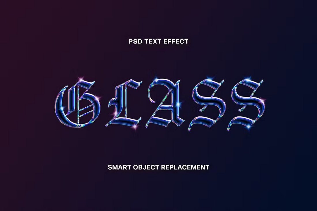 Holographic Glass Text Effect PSD