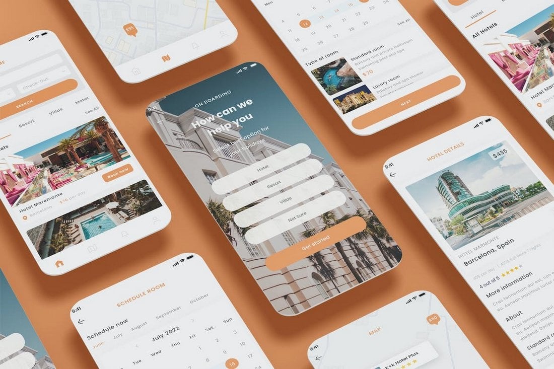 Hotel Booking App UI Kit for Sketch