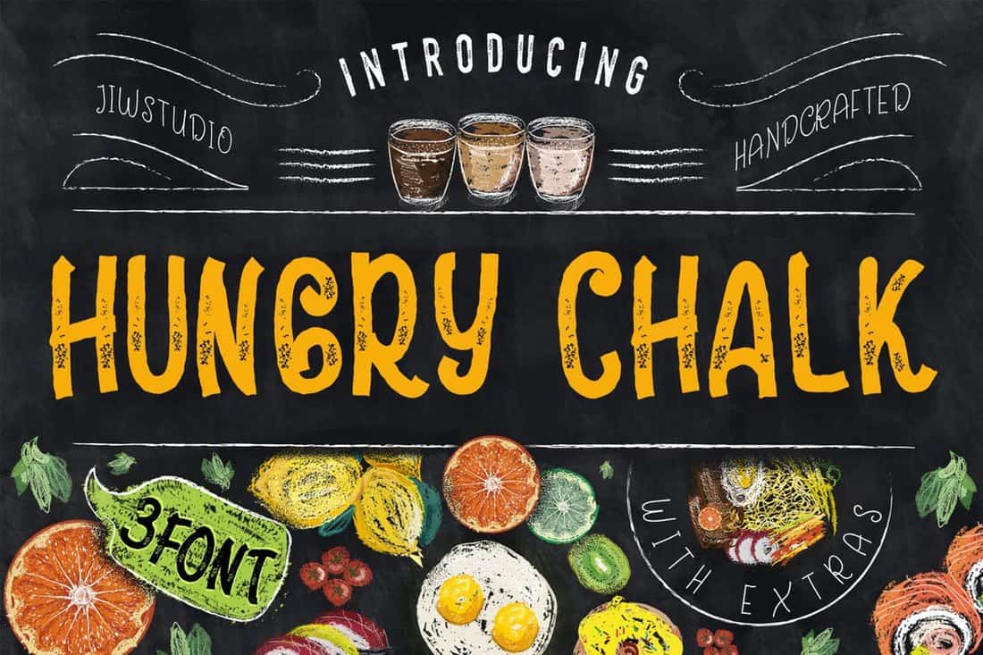 Hungry-Chalk-Typeface-Extras 15+ Best Chalkboard Fonts 2021 design tips 