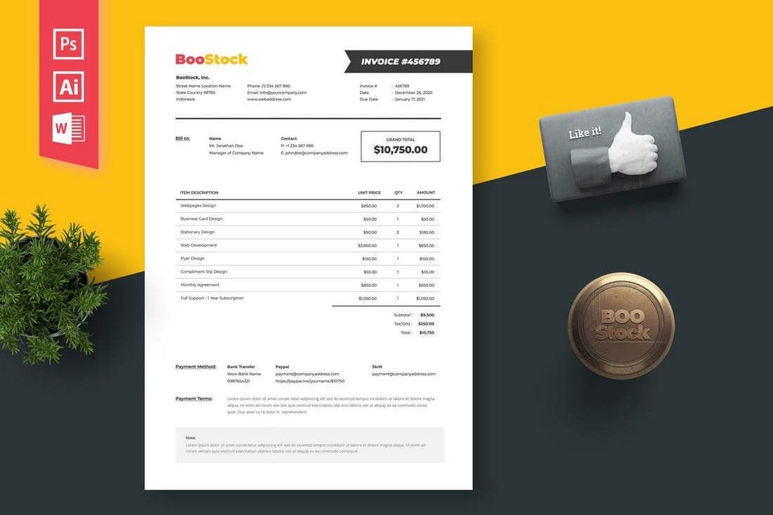 Free Invoice Template Illustrator Printable Templates