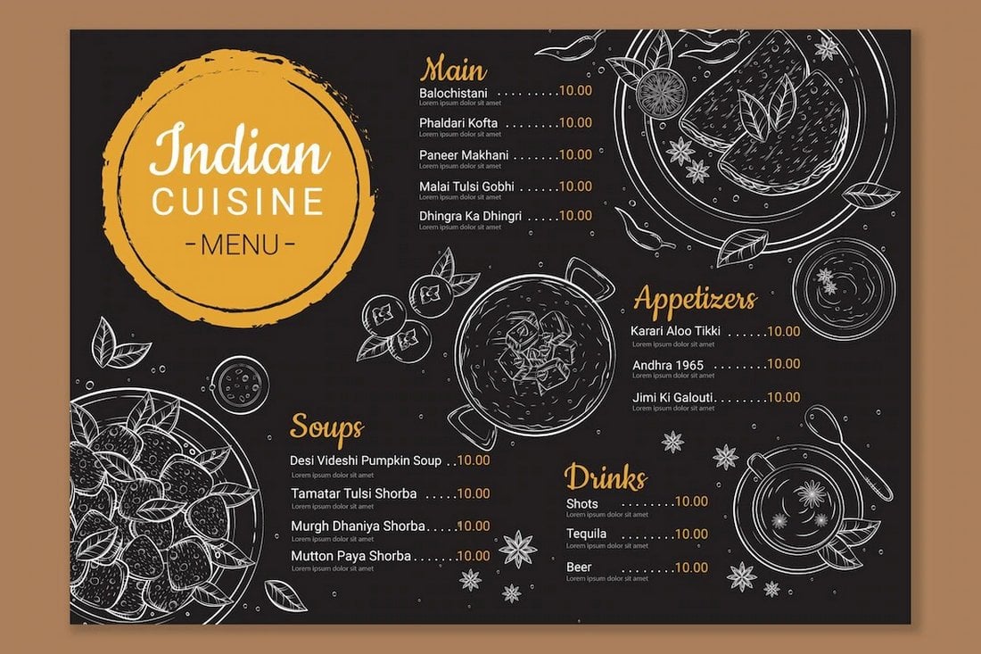 Indian Cuisine Free Food Menu Template