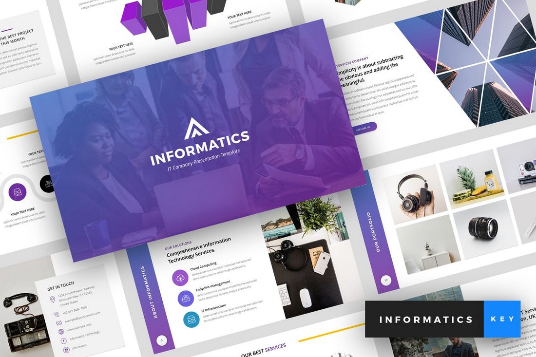 Informatics-IT-Company-Keynote-Template 30+ Best Minimal & Creative Keynote Templates design tips 