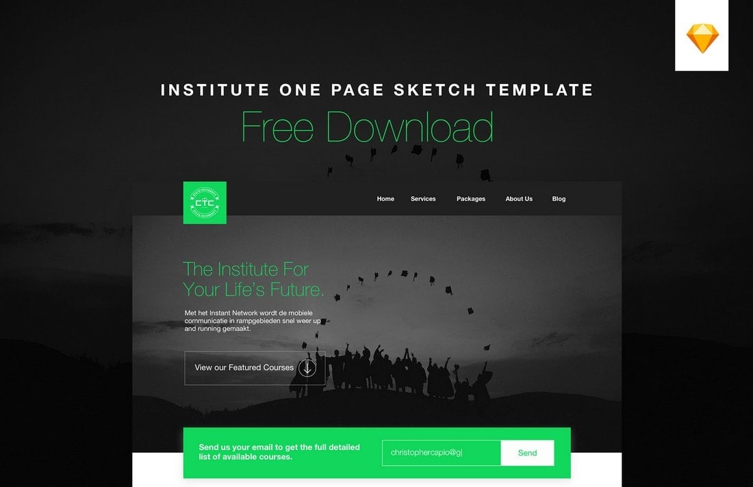 Institute - Free One Page Sketch Website Template