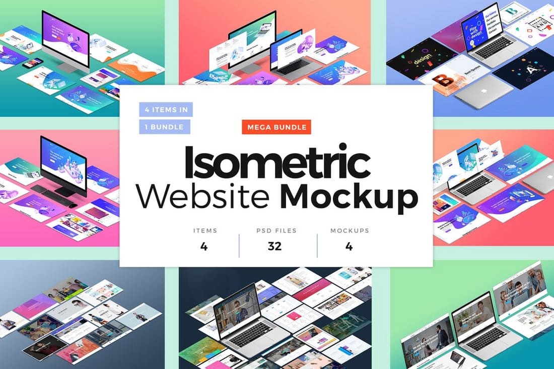 Isometric Website Mockup Bundle