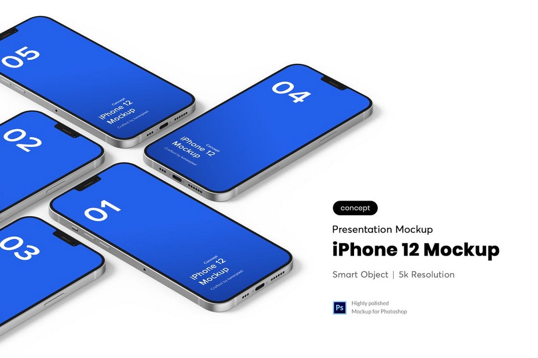 Isometric iPhone 12 Mockup Template