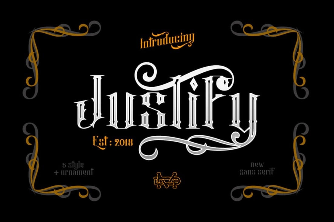Justify - Layered Tattoo Font