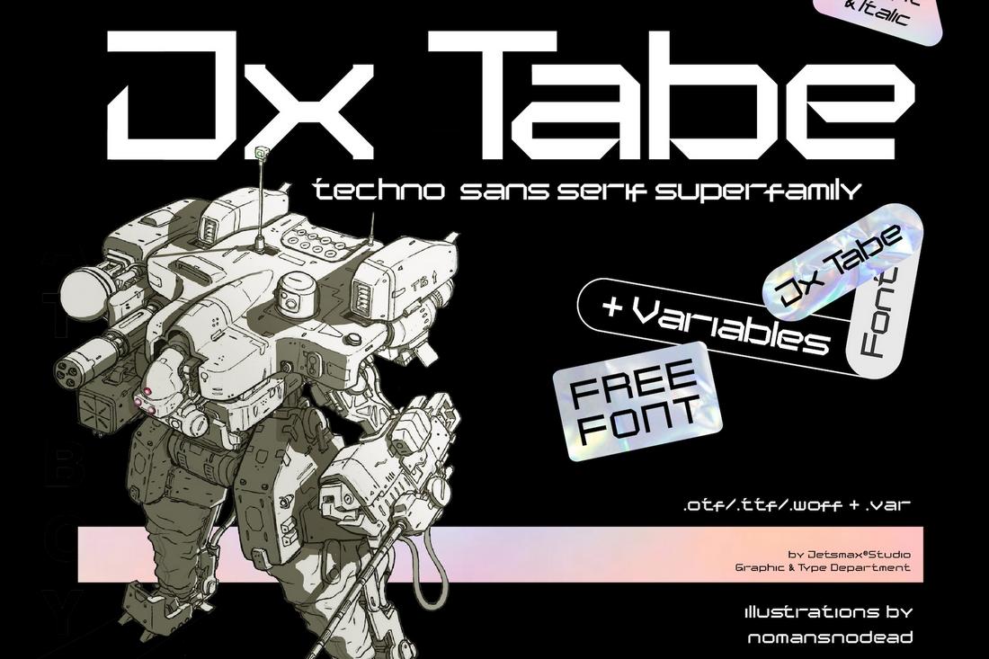 Jx Tabe - Free Techno Robotic Font