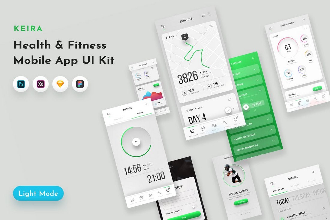 Keira-Fitness-App-UI-Kit-Adobe-XD-Templates 30+ Best Adobe XD UI Kits + Templates 2020 design tips 