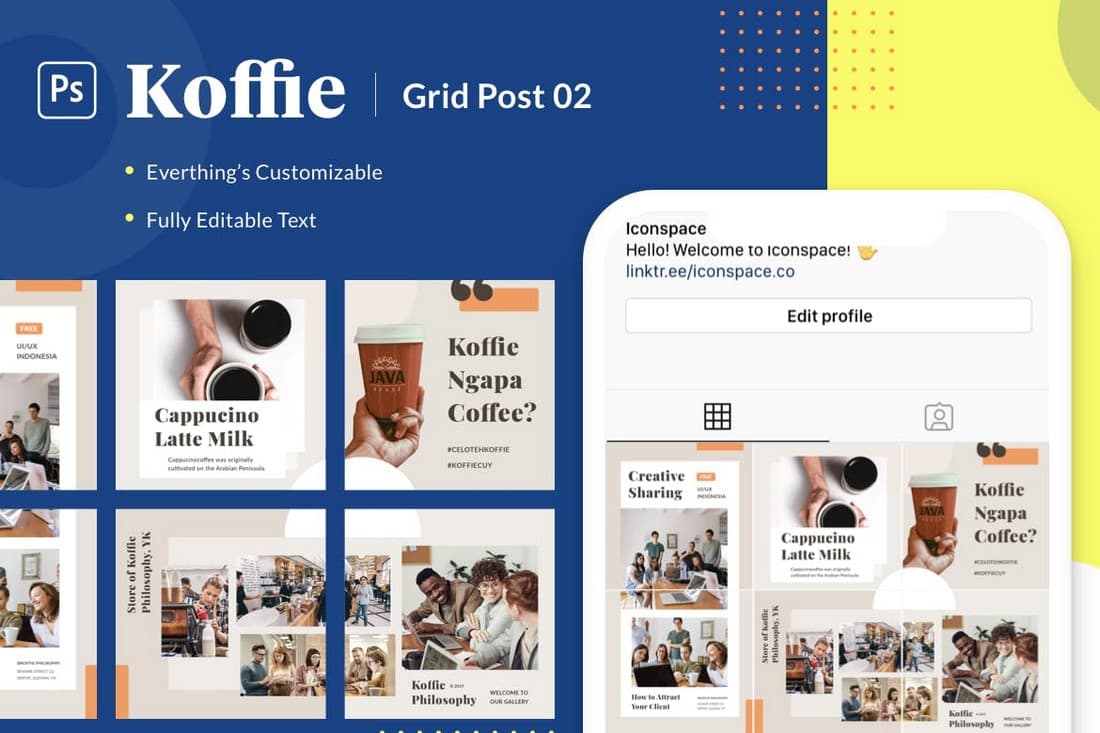 Koffie-Grid-Instagram-Grid-Layout-Theme 10+ Unique Instagram Layout Ideas & Concepts design tips Inspiration 