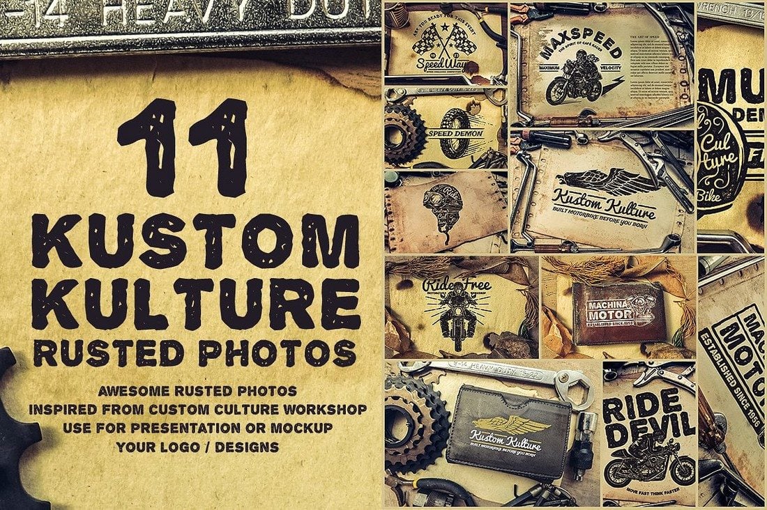 Kustom-Kulture-Rusted-Photos 40+ Stunning Vintage Mockup Packs & Graphics design tips