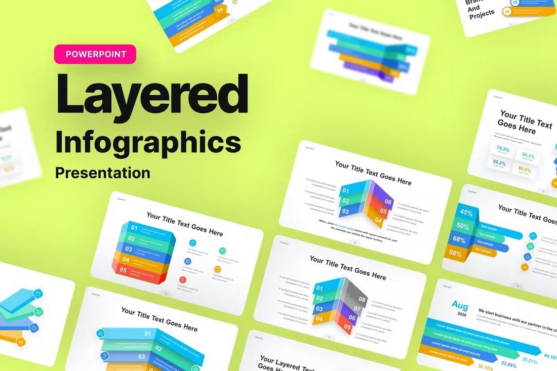 Template PowerPoint Infografis Berlapis