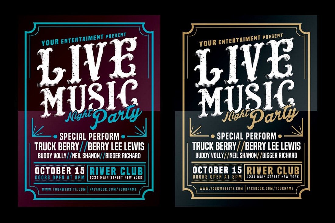 Live-Music-Typography-Poster-Flyer 30+ Best Music & Band Flyer Templates design tips 