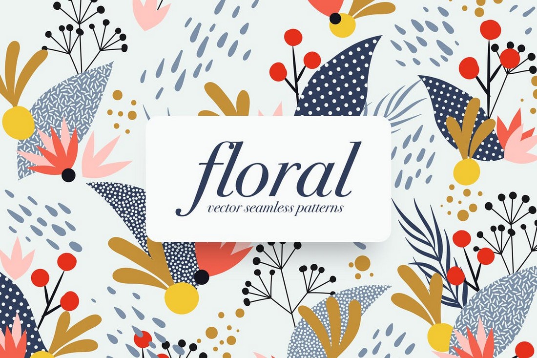 Memphis Floral Seamless Patterns