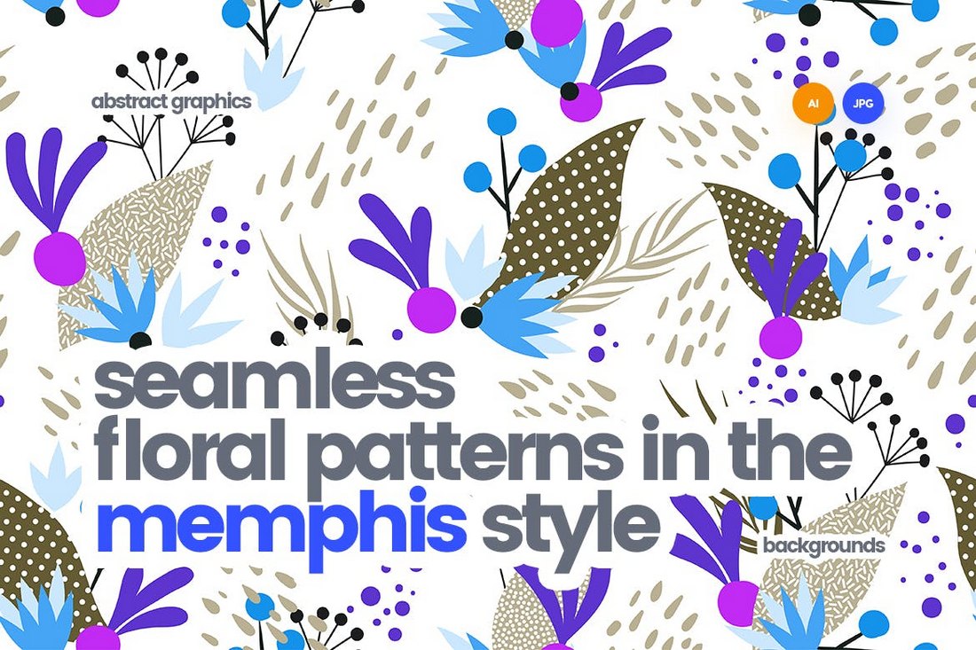 Memphis-Style-Seamless-Floral-Patterns 20+ Best Floral & Flower Background Textures design tips 