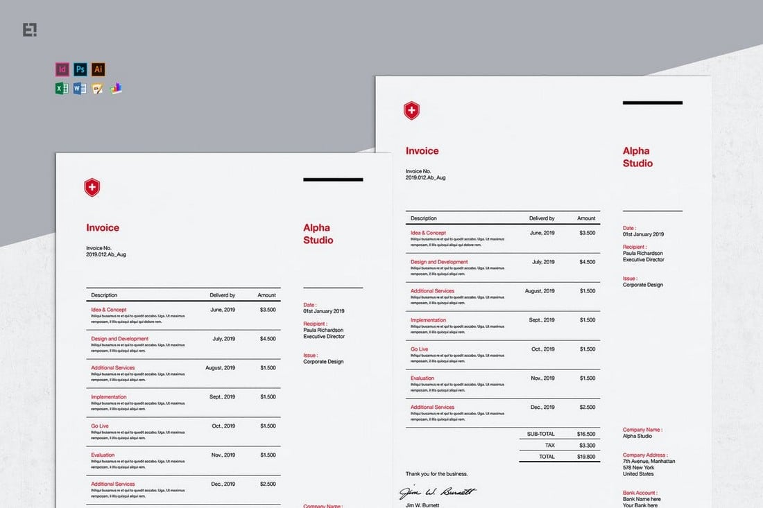 Minimal Blank Invoice Template for Word