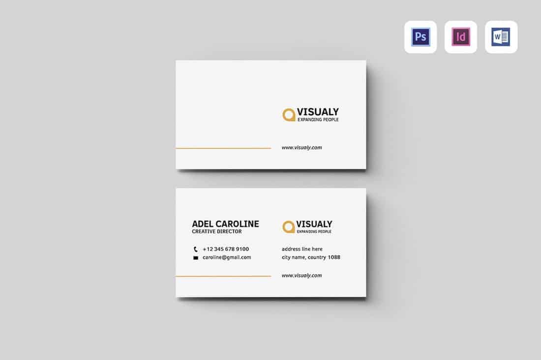 21+ Best Modern Business Card Templates 21 (Word + PSD)  Design Intended For Word Template For Business Cards Free