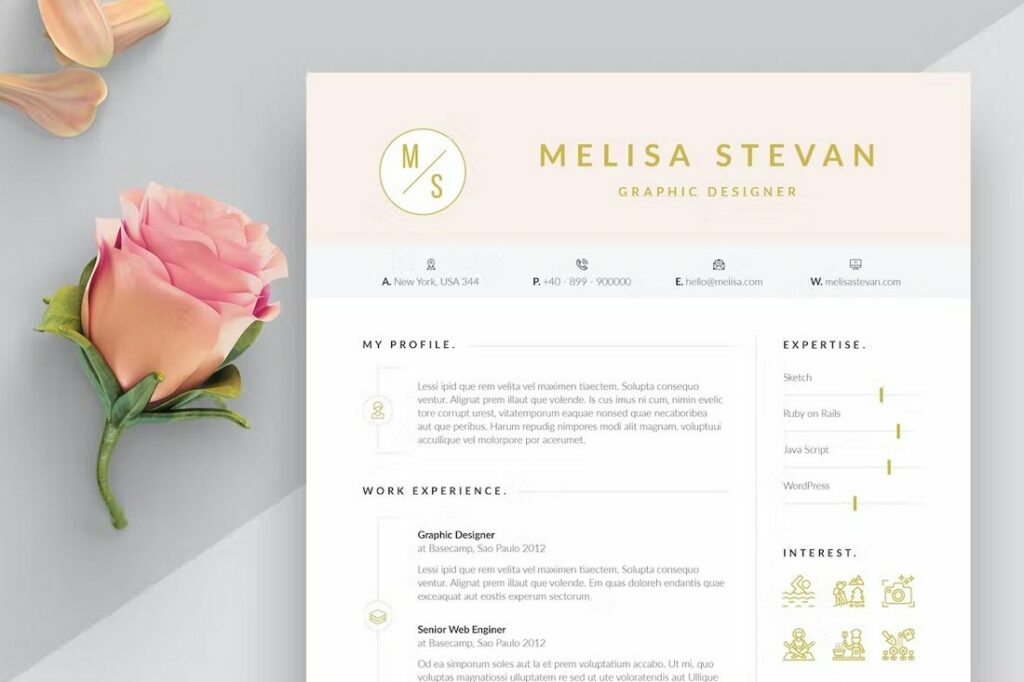 25 Best Minimal Resume Templates - Minimal Feminine Resume Template 1024x682 