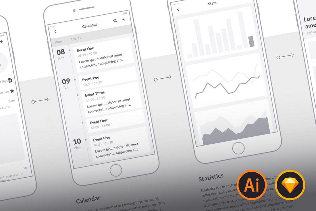 Minimal Mobile Wireframe Kit Templates