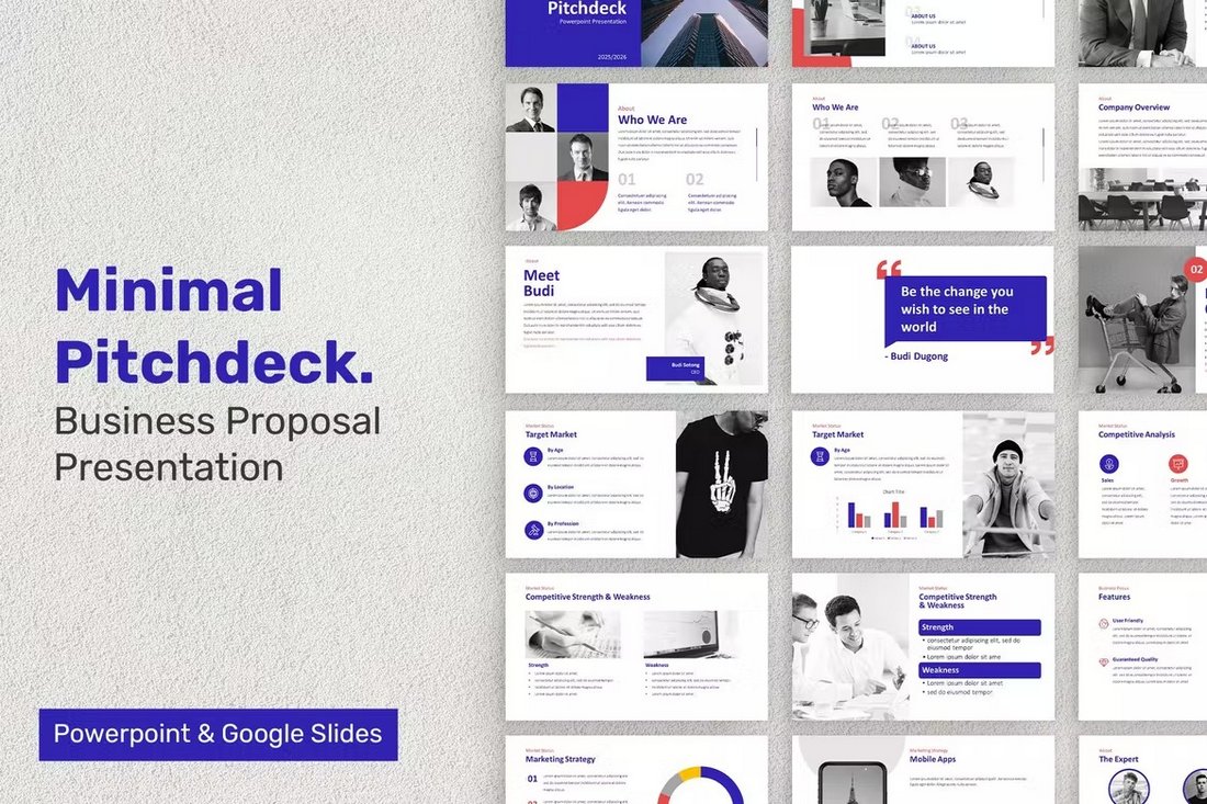 قالب Google Slides Minimal Pitchdeck