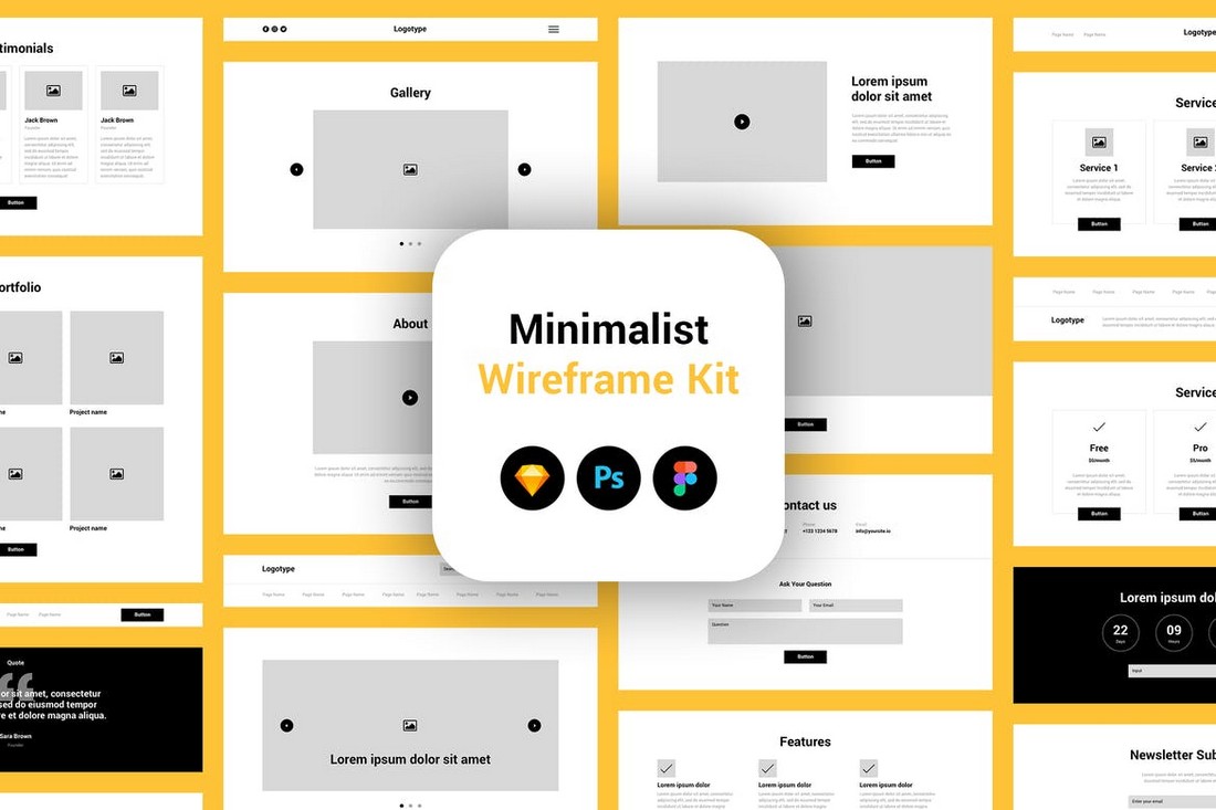 Free Figma Design System Template   Minimalist Wireframe Kit Figma Templates 