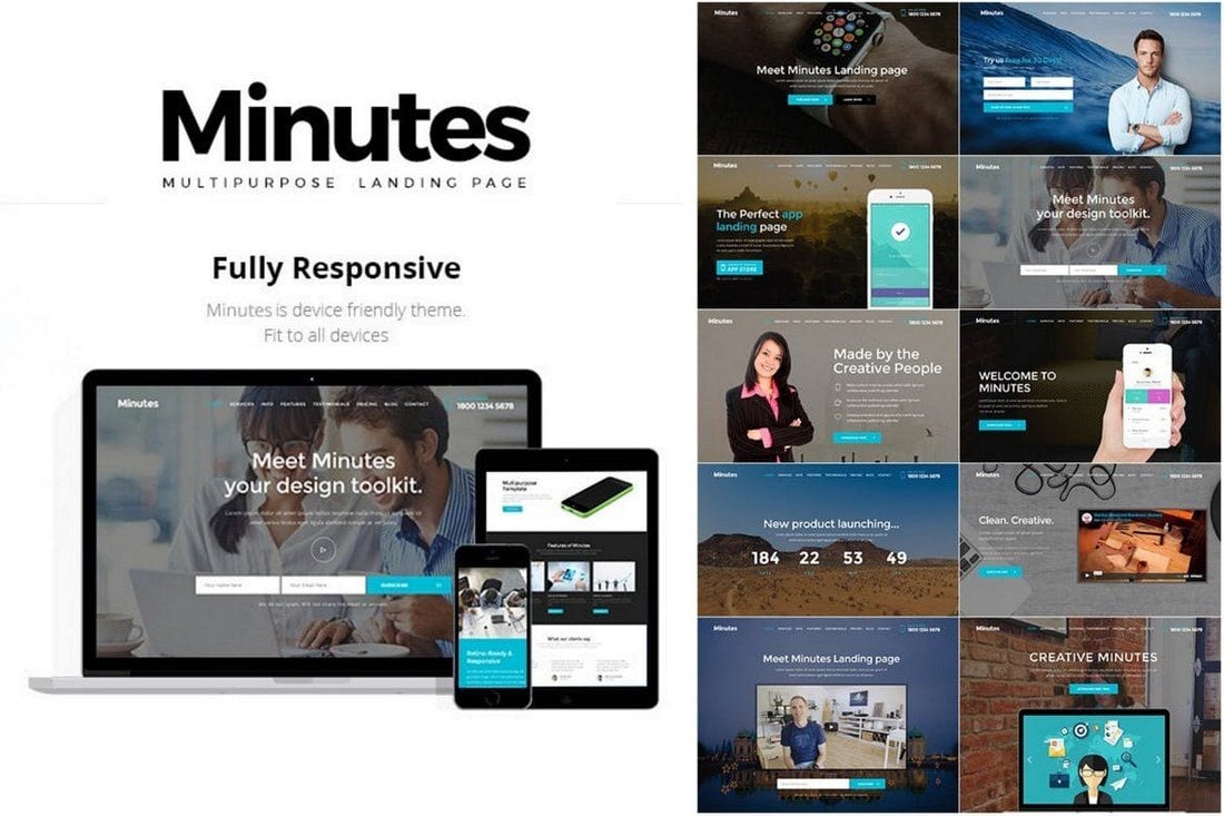 Minutes-Responsive-Bootstrap-Landing-Page 35+ Best App Landing Page Templates 2018 design tips 
