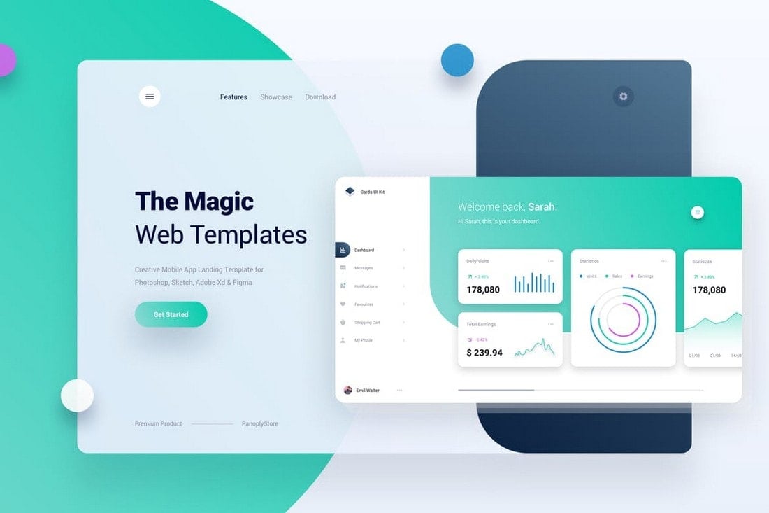 Mobile App Landing Page + Dashboard Template