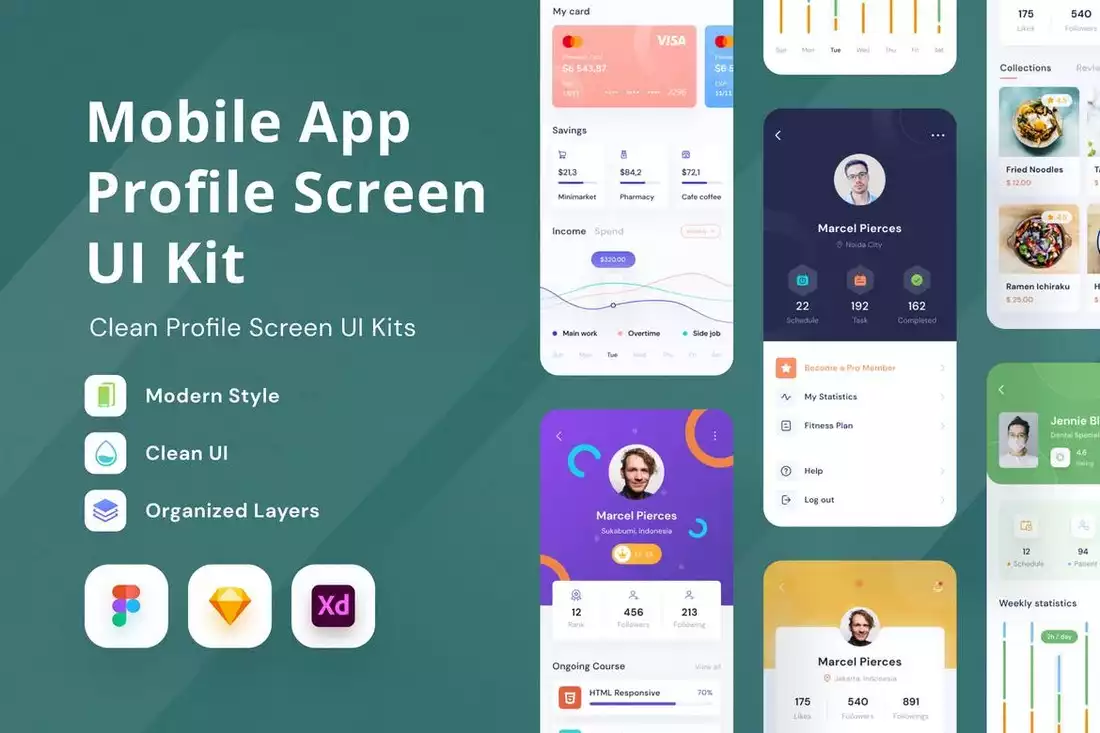 Mobile App Profile Screen UI Kit | Design Shack