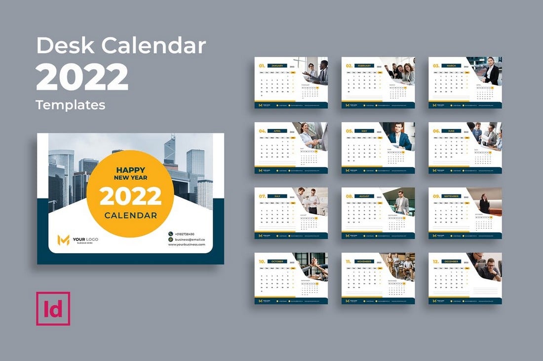 Modern Business InDesign Desk Calendar Template