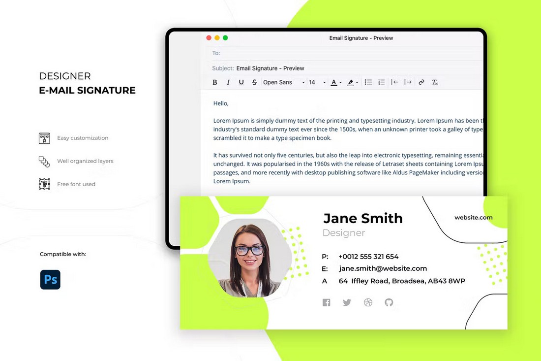 Modern Email Footer Signature template