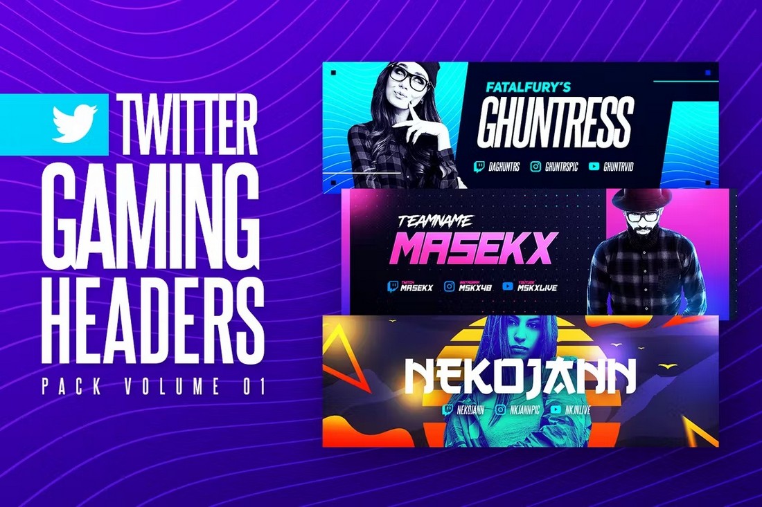 Modern Gaming Twitter Header Templates